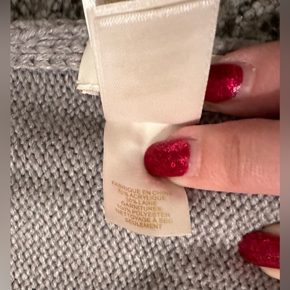 KATE SPADE Gray Long Wool Blend Scarf Black Grosgrain Bows Cute R $98 - Picture 4 of 6